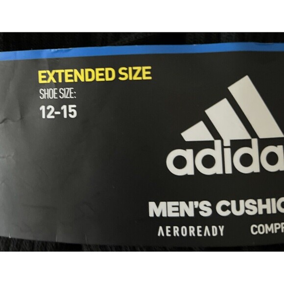 adidas crew socks 6 pairs men's cushioned extended sz 12-15 aeroready - Picture 2 of 5